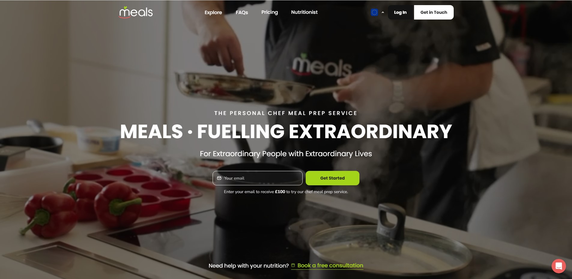 Meals.co.uk interactive weekly meal planning screen